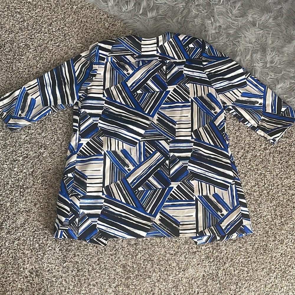 Kasper Blue and Black Abstract Top Button Jacket - Picture 7 of 7